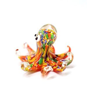 Murano Glass Octopus Art Figurine miniature Rainbow colors handmade cute sea animal crafts Ornaments Aquarium decor accessories 231222
