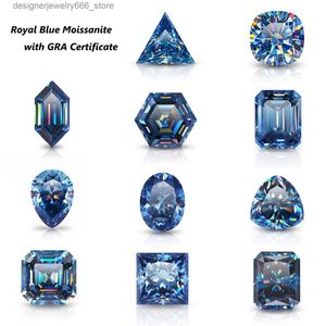 Lösa ädelstenar D Färg Royal Blue Loose Moissanite Stones 0.5CT-3CT Lab Grown Diamond VVS1 Sparkling Gemstone Crystal Fine Jewelry Wholesale Q231222