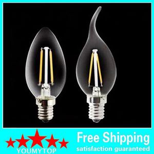 필라멘트 LED 전구 E12 E14 E14 E27 LED 캔들 램프 2W 4W 110-220V C35T C35 필라멘트 Candelabra Edison Filament Type Bulb Lighting289n