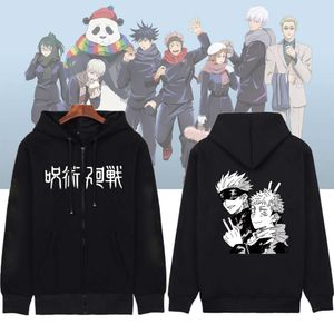 Sıcak satış jujutsu kaisen anime hoodies komik Satoru itadori kawaii inumaki toe basılı fermuarlı ceket unisex haruku hip hop katlar