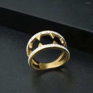 Klusterringar megalodon tandform ring för kvinnor rostfritt stål 18 k pvd guldpläterad goth hip hop vikings trendiga smycken