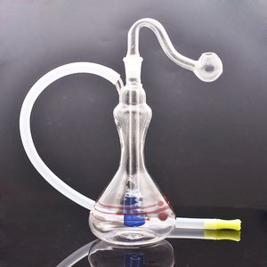 Küçük Cam Yağ Brülör Bong Nargile Su Boruları Kuş Kafası Marix Perc Kalın Pyrex Clear Heady Recycler DAB Rig Ashcatcher Bongs Erkek Cam Yağ Burun Borusu