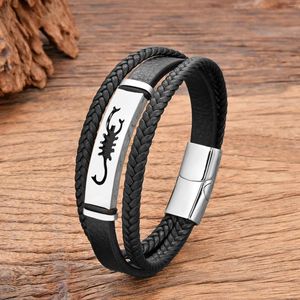 Charm Bracelets Punk Leather Bracelet For Men And Women High Quality Hollow Scorpion Animal Stainless Steel Luxury Jewelry Boyfriend Gift