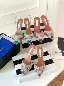 Sandaler 7cm höga klackar PVC transparent gatsby slingback pumpar kristallvirvlar upplysta mot toecaps pekad tå strass