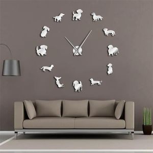 時計dachshund diy large wall clock dog dog breed sausage doxie modern watch wiener art pet shop decor decor y200109