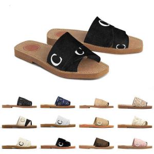 Designer Sandalen Frauen Holzsandalen Schriftzeichen Leinwand Fuzzy Pelschern Beige weiß schwarz rosa Sommer zu Hause Strandschuhe Frauen Sandle Sandle