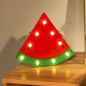 Nachtlicht Wassermelonenwandlampen LED -Nächte Lichter für Kinderzimmer Batteriestärke Nacht Tisch Plastik Lampe Party Dekoration Lighti214W