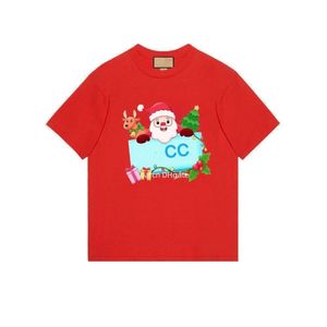 24SSメンズTシャツデザイナーTシャツ夏クリスマスリミテッドコレクションラウンドネックピュアコットンサンタクロースプリント半袖Tシャツ高品質の男性用服