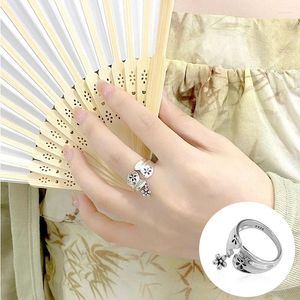 Cluster Rings 925 Sterling Silver Flower Open Ring For Women Girl Vintage Smooth Fashion Design Jewelry Birthday Gift Drop