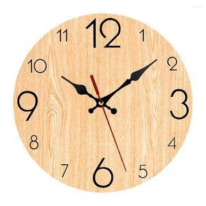 壁の時計ヴィンテージウッドグレイン12インチレトロシンプルラウンドホームリビングルーム時計オフィス木製炭水化物装飾