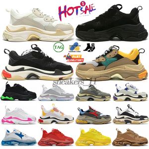 Triple S Series Men Women Designer Casual Shoes Platform Sneakers Clear Sole Black White Grey Red Pink Blue Royal Neon Green Mens Trainers