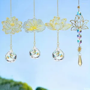 Garden Decorations Crystal Prism Suncatcher Lotus Flower Shape Wind Chimes Ball Rainbow Maker Window Decor Hanging Party Supplies Gift