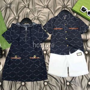 Sets Baby Kids Cloth Designer Jungen Plaid Hemd Sets Girls Checked Kapuzenkleid Fashion Clothing Suits Childrens Sommer Kurzarm S