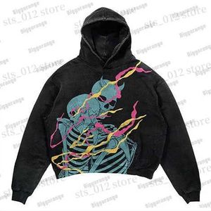 Men's Hoodies Sweatshirts New Pattern Retro Streetwear Oversized Hoodie woman fashion Gothic Punk Round neck Pullover Harajuku Grunge Sweatshirt man ins T231222