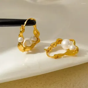 Stud Earrings Baroque Pearl Exclusive Rose Camellia Gold-plated With Earring