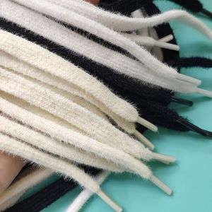 1 par 8mm White Black Hairy Soft Shoes Laces 120140cm Hightop Lowtop Canvas Round Shoelaces Accessories 231221