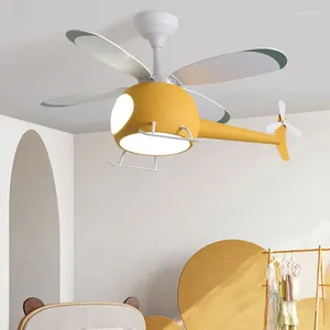 Pendant Lamps Helicopter Modern Aircraft Ceiling Fan With Led Light Children's Lights Chandeliers Fans Backlit Lamp Chandelier Lighting