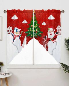 Perde Noel Noel Baba Kırmızı Ağaç Pencere Perdeler Oturma Odası Mutfak Drapes Ev Dekoru Üçgen
