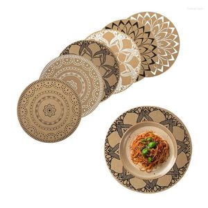 Tischmatten Retro Runde nicht rutschhessische Jute gedruckte Stelle Matten-Stoff-Tisch-Teller Tasse Doily Küchenzubehör