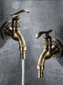 Bathroom Sink Faucets Garden Faucet Vintage Wash Machine Carved Wall Mount Zinc Alloy Antique Bibcock Decorative For Kitchen Basin1456522