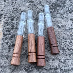 New Black Walnut Natural Wood Smoking Portable Innovative Glass Filter Handpipes Dry Herb Tobacco Cigarette Holder Wooden Pipes Catcher Taster Bat One Hitter