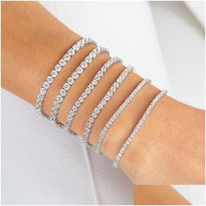 Bracelets de link de cadeia Bracelete de tênis feminino Hip Hop Trendy Zirconia Sier Color Teen Girl Cristal Chain On The Hand Wedding Drop Dhay4