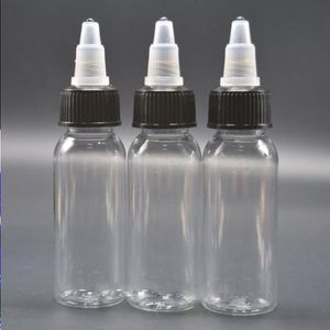 Yeni 60ml Clear şişeler 2oz Pet Gaga Şişeleri ELIQUID 60 ML 1000 PCS SİYAH BEYAZ LID MKGUI