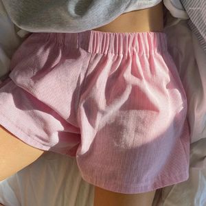 Kvinnors shorts avslappnad hög midja 00s retro lounge pyjamas botten y2k vintage randig boyshort underkläder chic kvinnor koreanska bekväma undies