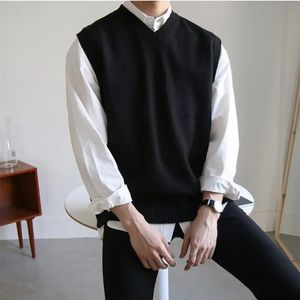 Свитер жилет Men Simple All Match v Sece Soil Roomveless Male Tops Основные уютный корейский стиль ins Leisure вязаный плюс M 3xl 231222