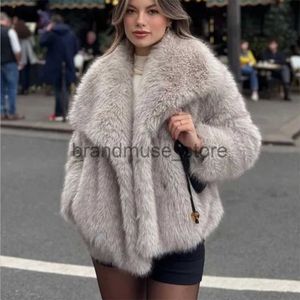 Frauenjacken Unizera2023-Künstlerische Pelzeffekt kurzer Mantel für Frauen lässig losen Kragen dicker und warmer Winter neu J231222