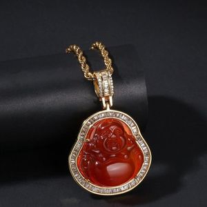 Buddha Pendant Necklaces for Women Men Hip Hop Statement Necklace 20inch Chain Colored Gem Charm Necklace Fashion Jewelry Gi316b