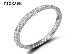 Tigrade 2mm Women Ring Cubic Zirconia Anniversary Wedding Engagement Band STORLEK 4 till 13 Bagues Pour Femme 2107017782528