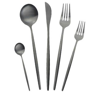 Zestaw 30pcs Zestaw czarnego naczynia obiadowego 304 Zestaw sztućców ze stali nierdzewnej LNIFE FIRK SET DINKT Zestaw Western Matte Silverware T2004241H