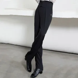 Stage Wear Fashion Men's Black Ballroom Dance Pants Męskie uścisłe spodnie z wysokim stanem do tańca ubrania treningowe SL9583