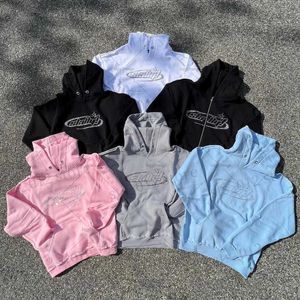 Herrtröjor tröjor American Street hip-hop kläder heta diamantbrev överdimensionerade hoodie kvinnor y2k retro harajuku lös pullover tröja män t231222