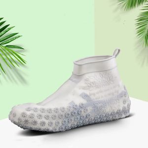 Gummi regnstövel täckning återanvändbara vattentäta skor nonslip silikon överskor unisex tillbehör 231221