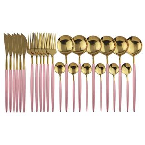 24pcs 304 set di posate in acciaio inossidabile set di stoviglie in oro in oro in oro in oro in oro