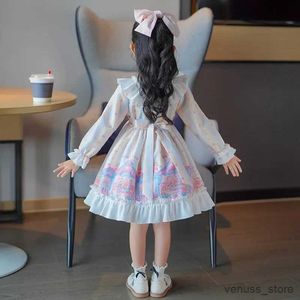 Kız Elbiseleri Kızlar Prenses Lolita Elbise İlkbahar/Sonbahar Uzun kollu baskılı elbise kızlar için çocuk kıyafetleri 3-12 yaşında ropa de nia