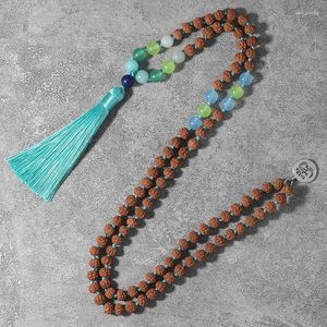 Pendant Necklaces YUOKIAA Vintage Temperament Bodhi &Natural Stone Handmade Knotted Necklace Bohemian Tassel Yoga Hang Tag Jewelry