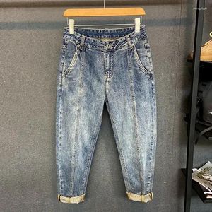 Mäns jeans mode high street koreansk stil män lösa denim byxor för höst vintage kläder cowboy kvalitet manliga byxor