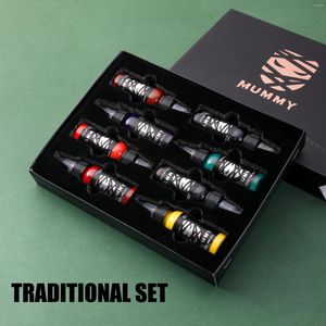 Tattoo Inks Mummy Professional Body Body Art Esterilizado Colorir Permanente EUA Custom 8 Cores/Box Set Tradicional Conjunto