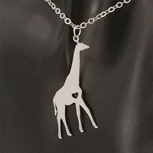 Stainless steel golden giraffe pendant necklace animal necklace silver men and women jewelry Valentine's Day gift237G