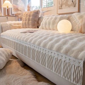 Stollekläder förtjockar faux plysch soffa täckning för vardagsrum non glid återkommande soffa slipcover möbler skydd kudde vinter
