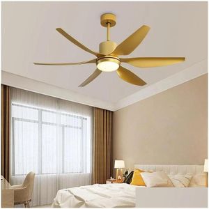 Fans Ceiling Fans 66 Inch Modern Led Gold With Lights Large Amount Of Wind Living Room Dc Fan Lamp Remote Control Drop Delivery Lightin