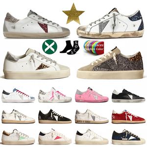 Luxury golden designer shoes Sneakers Womens shoes Men Plate-forme golden sandals Blue Glitter gooses Black White Glitter Silver Pink Old Dirty Casual trainers shoe