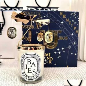 Vela perfumada natal limitada tampa merry-go-round caixa de presente conjunto baies fig fragrância velas decoração para casa companheiro de aniversário