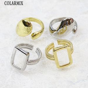 Bandringar 10 stycken Trendiga geometriska fingerringar Smooth Metallic Gold Plated Round Openable Jewelry Party Gift 8 231222