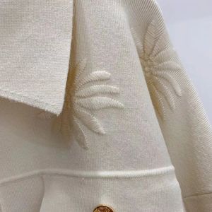 Women Sweater Cardigan Autumn Turndown Collar Floral Embroidery Button Solid High Street Chic Stunning Fashion Design S 231221