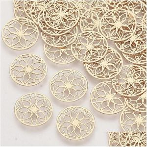 Charms 20Pcs Flower Of Life Brass Links Connectors Etched Metal Embellishments For Bracelet Diy Jewelry Making Finding 13X0.M Drop De Dhjdn