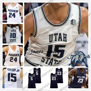 Jam Dostosowany Utah State Aggies 2020 Basketball 5 Sam Merrill 23 Neemias Queta 24 Diogo Brito 34 Justin Bean Men Młodzież Kid Jerseys S-4xl